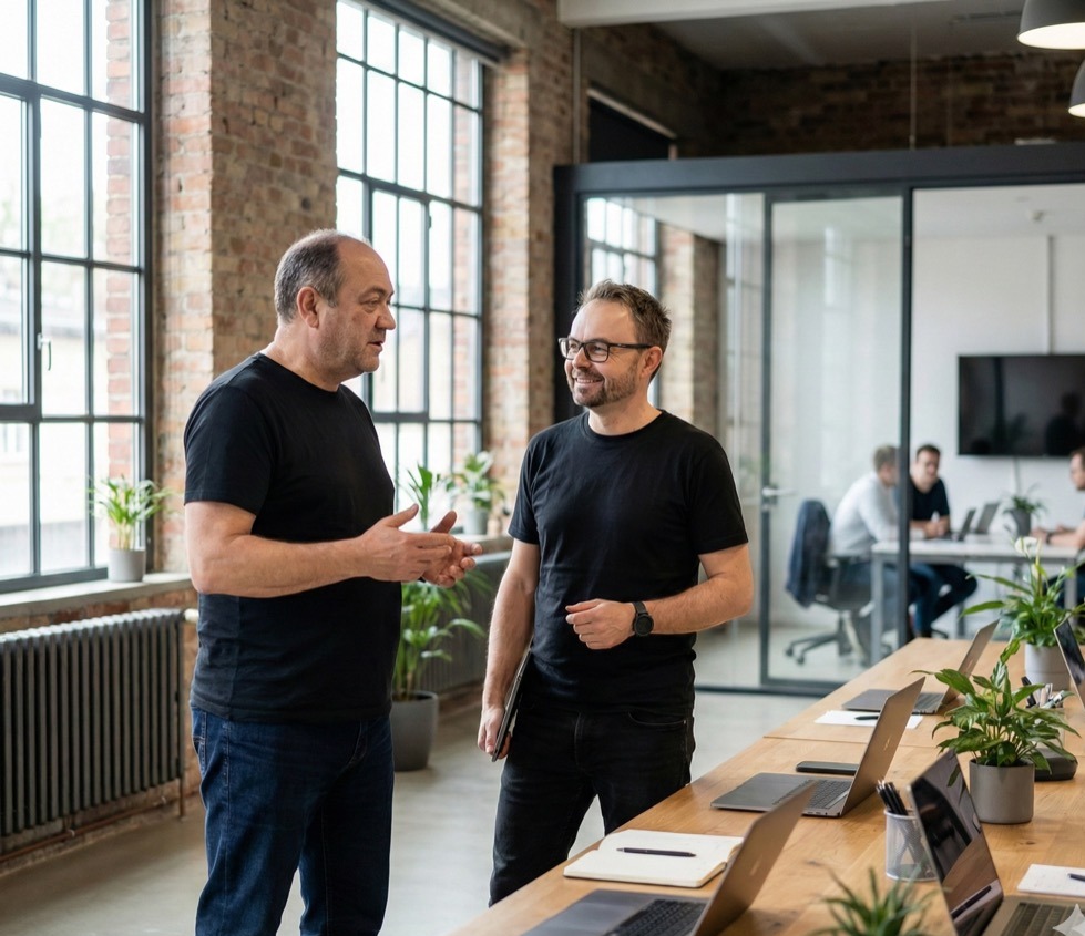 Køb Backlinks-rådgivere i faglig diskussion om strategier