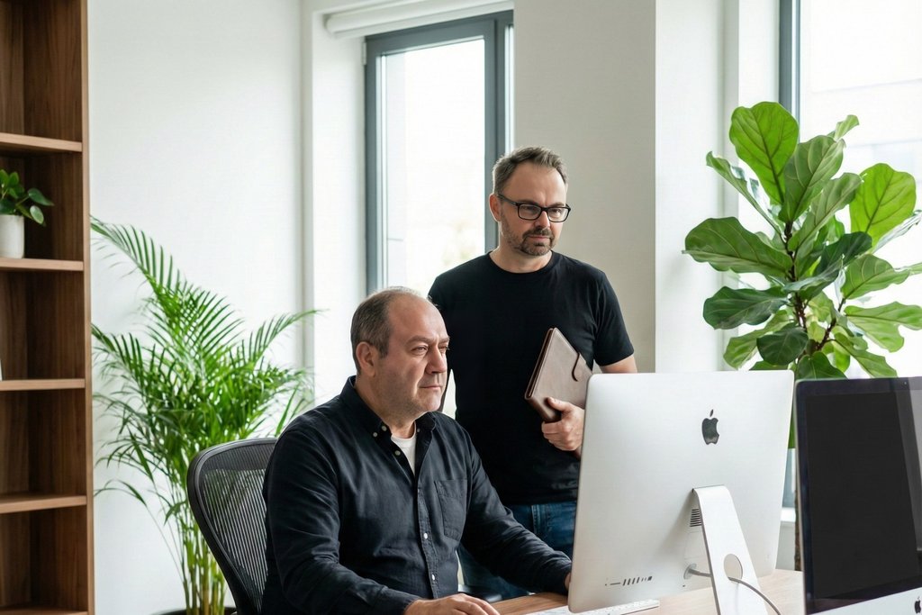 seo agentur-Experten analysieren Daten am Computer im Büro