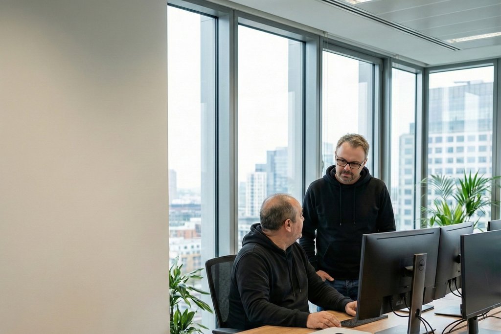 linkbuilding anleitung-Experten analysieren Daten am Computer im Büro