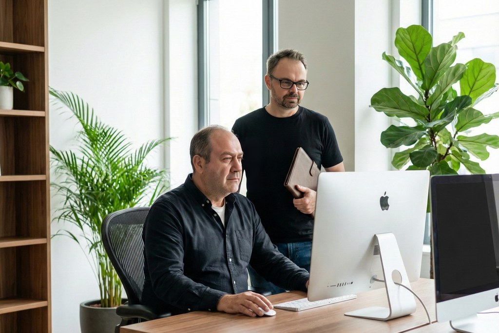 seo agentur-Experten analysieren Daten am Computer im Büro