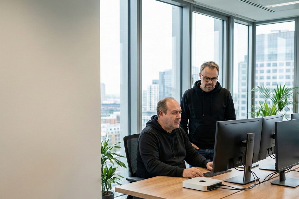 AEO Agentur-Experten analysieren Daten am Computer im Büro