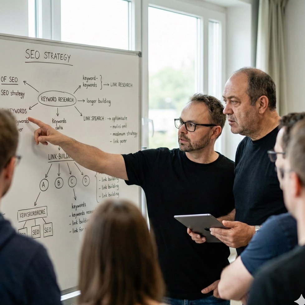 seo agentur-Agentur Team bei der Zusammenarbeit