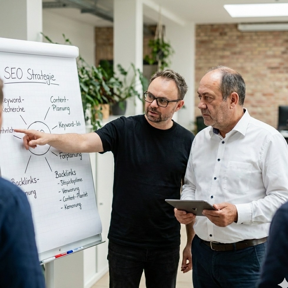 seo agentur-Agentur Team bei der Zusammenarbeit