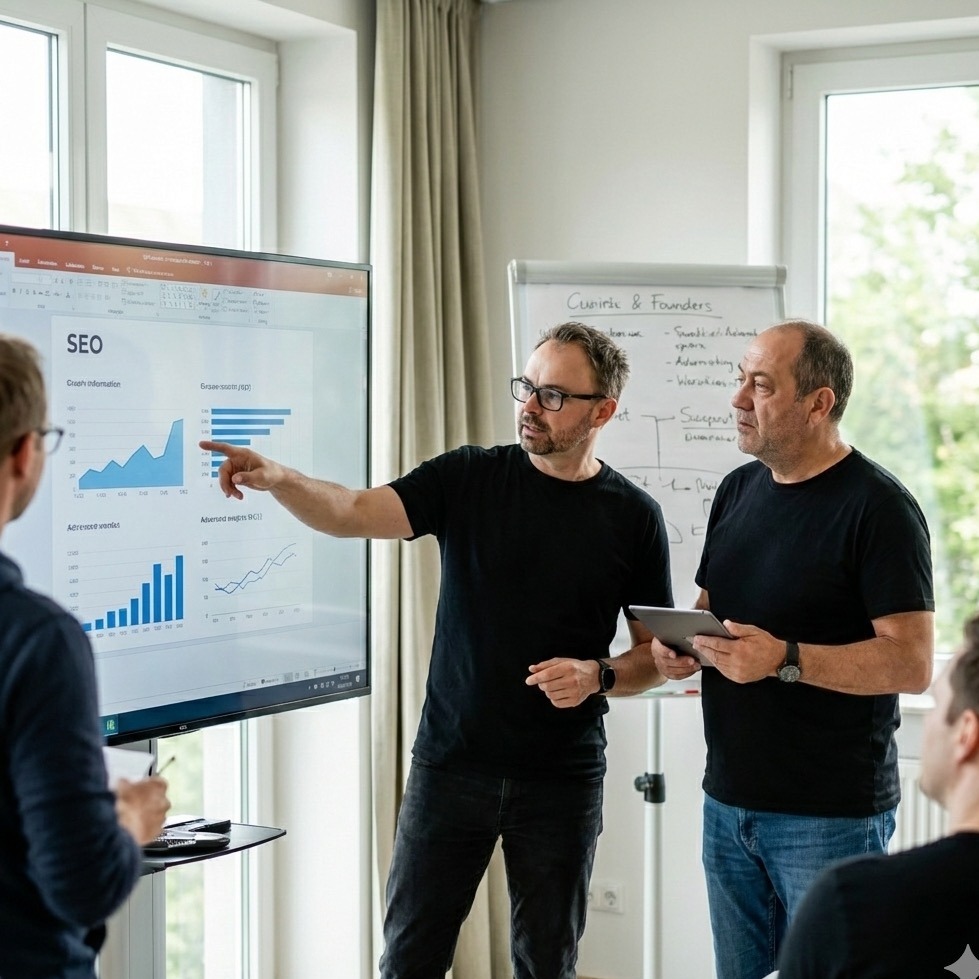 seo agentur-Agentur Team bei der Zusammenarbeit