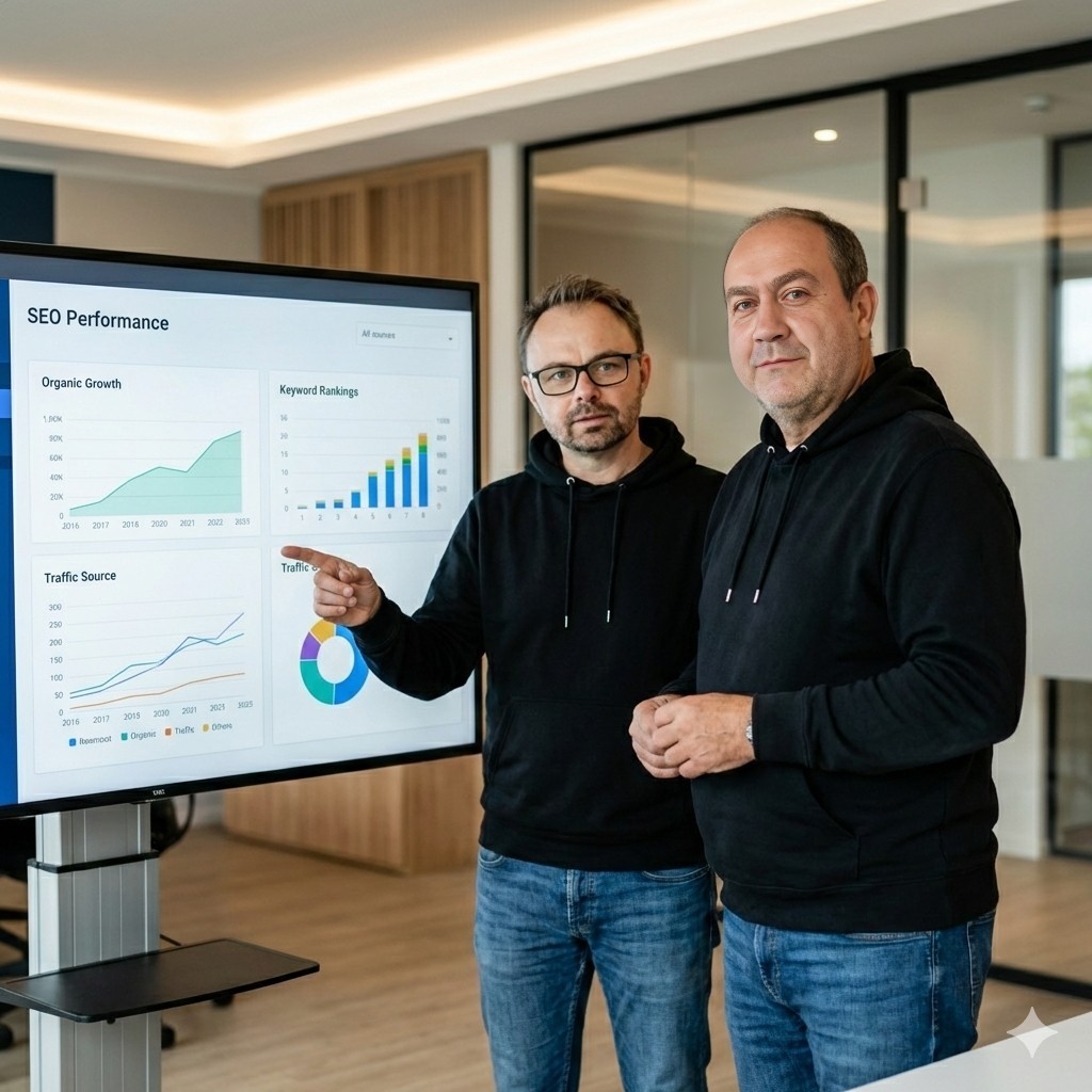 seo agentur-Agentur Team bei der Zusammenarbeit