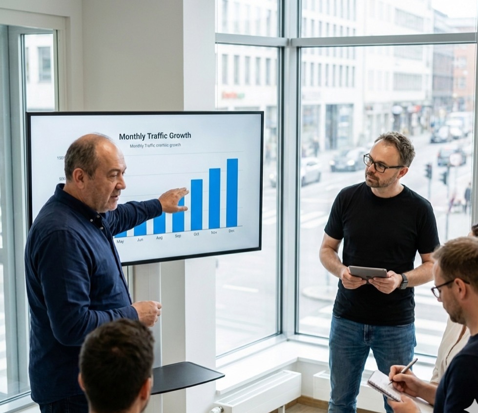 seo agentur-Strategie Präsentation mit Wachstumsanalyse